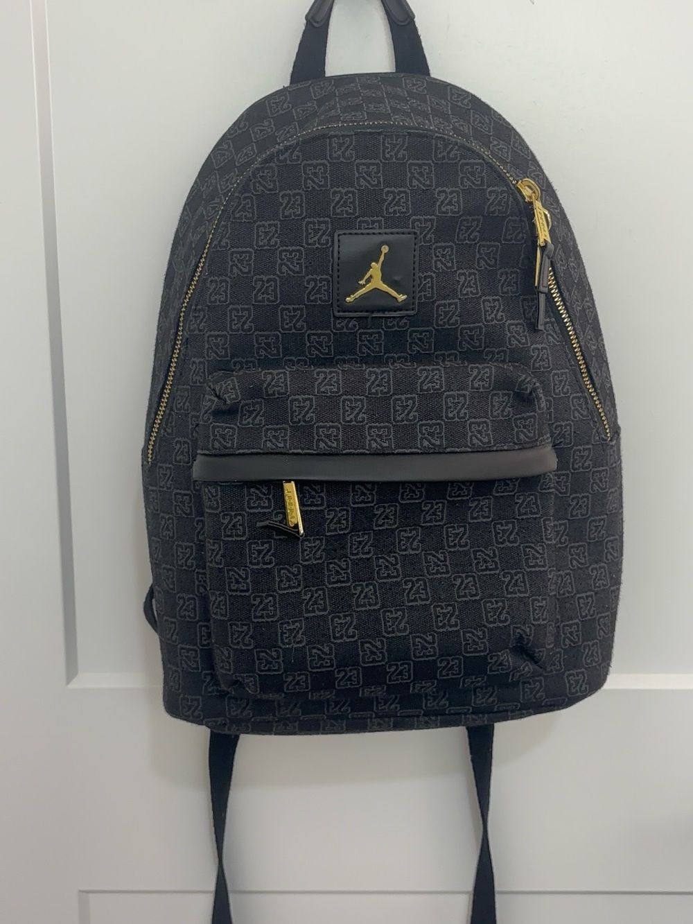 Jordan Black Monogram Backpack with Gold Hardware